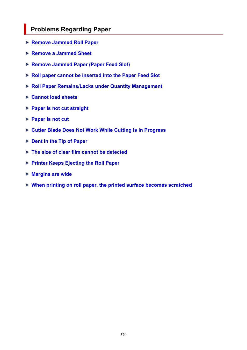 Problems regarding paper | Canon imagePROGRAF GP-300 User Manual | Page 570 / 841