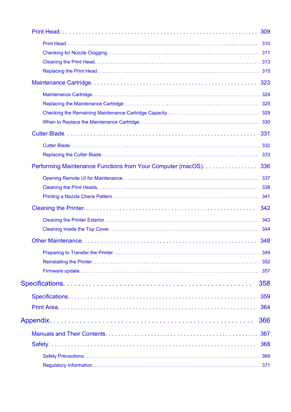 Specifications, Appendix | Canon imagePROGRAF GP-300 User Manual | Page 6 / 841