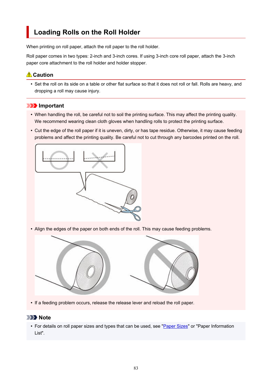 Loading rolls on the roll holder | Canon imagePROGRAF GP-300 User Manual | Page 83 / 841