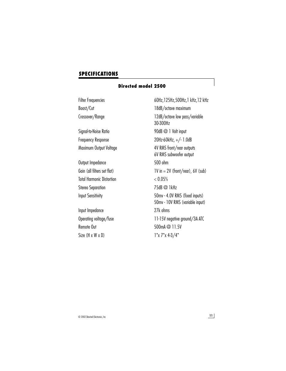 Directed Electronics 2500 User Manual | Page 11 / 12