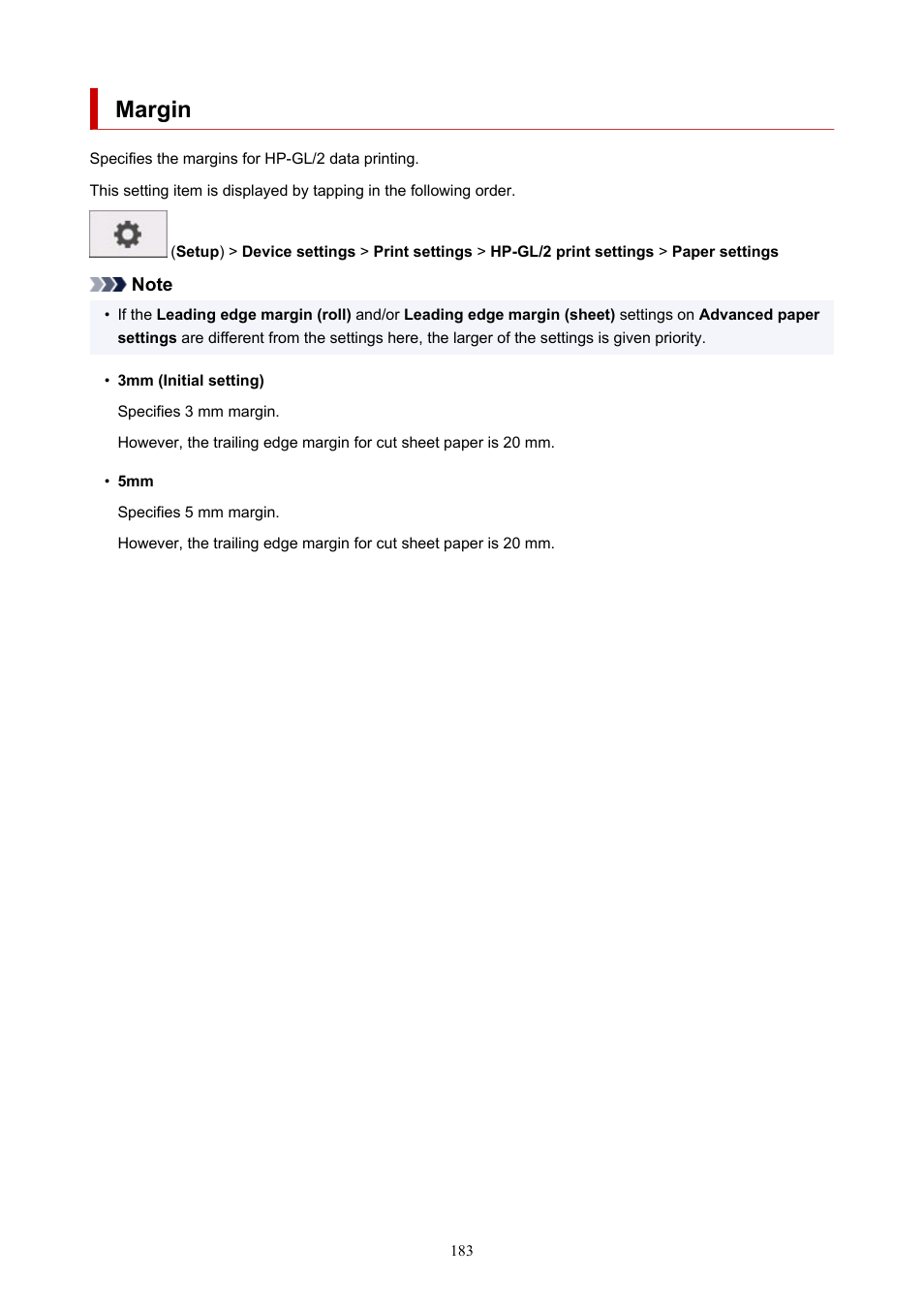 Margin | Canon imagePROGRAF TM-300 36" Large-Format Inkjet Printer with L36ei Scanner Kit User Manual | Page 183 / 947