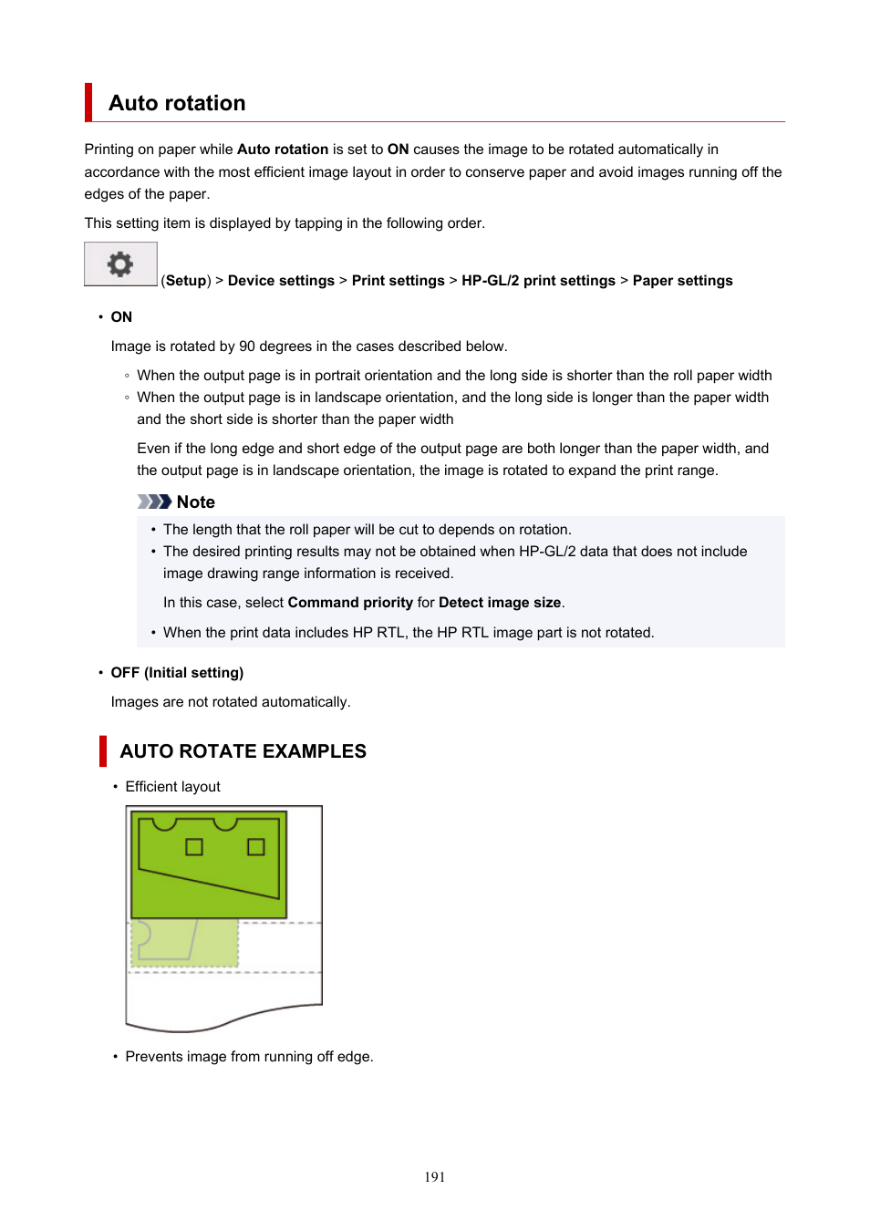 Auto rotation, Auto rotate examples | Canon imagePROGRAF TM-300 36" Large-Format Inkjet Printer with L36ei Scanner Kit User Manual | Page 191 / 947