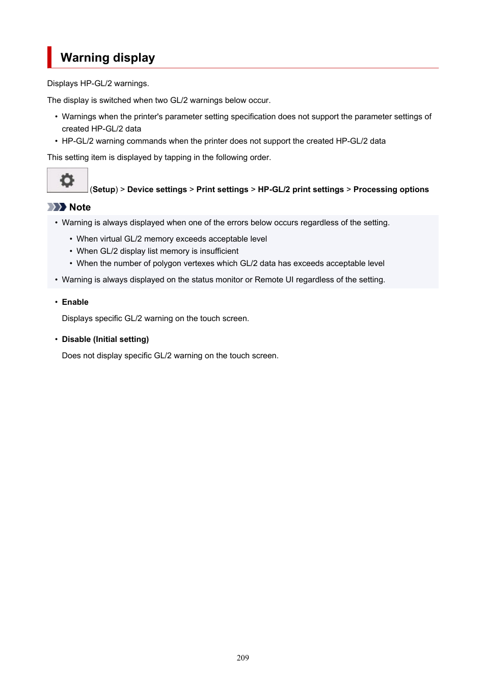 Warning display | Canon imagePROGRAF TM-300 36" Large-Format Inkjet Printer with L36ei Scanner Kit User Manual | Page 209 / 947