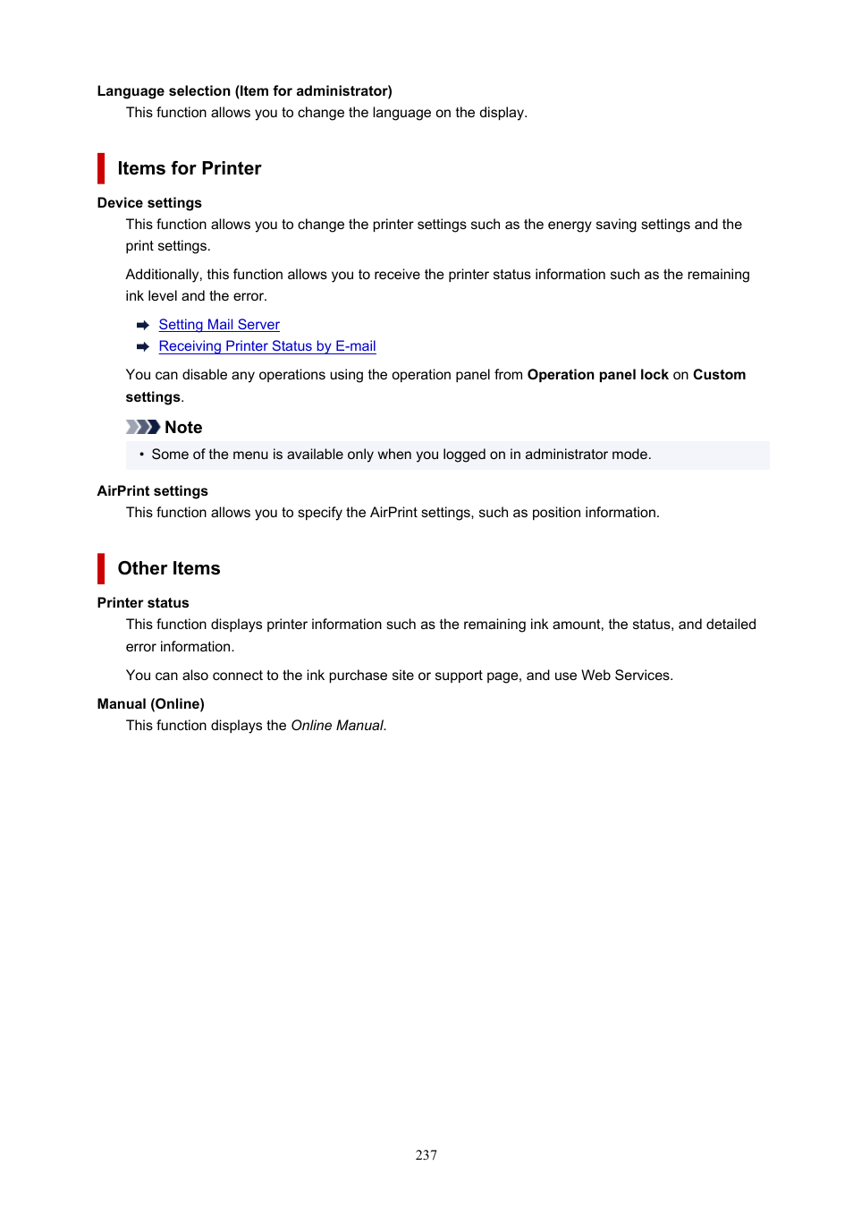 Items for printer, Other items | Canon imagePROGRAF TM-300 36" Large-Format Inkjet Printer with L36ei Scanner Kit User Manual | Page 237 / 947