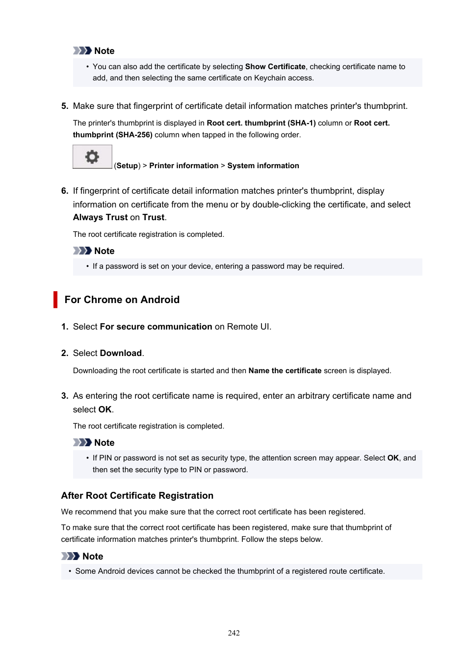 For chrome on android | Canon imagePROGRAF TM-300 36" Large-Format Inkjet Printer with L36ei Scanner Kit User Manual | Page 242 / 947