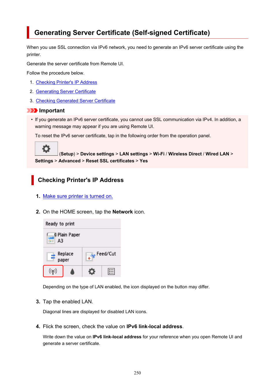 Checking printer's ip address | Canon imagePROGRAF TM-300 36