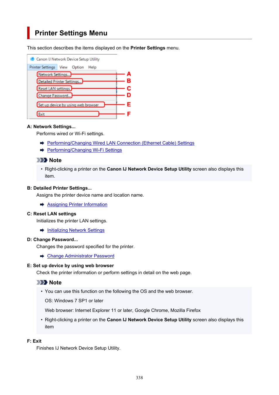 Printer settings menu, Network settings | Canon imagePROGRAF TM-300 36" Large-Format Inkjet Printer with L36ei Scanner Kit User Manual | Page 338 / 947