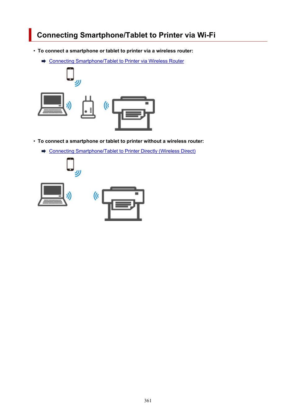 Connecting smartphone/tablet to printer via wi-fi | Canon imagePROGRAF TM-300 36" Large-Format Inkjet Printer with L36ei Scanner Kit User Manual | Page 361 / 947