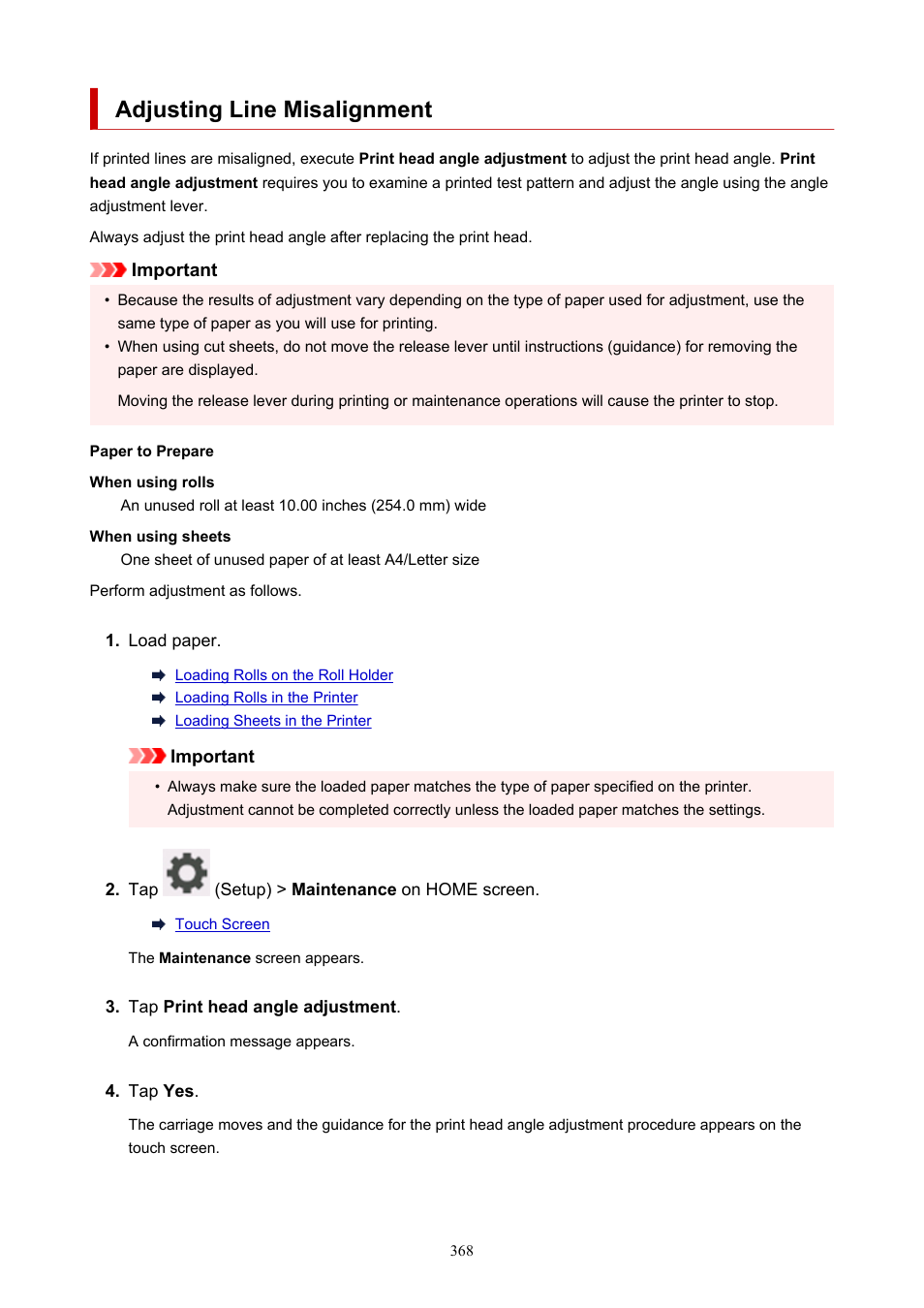 Adjusting line misalignment | Canon imagePROGRAF TM-300 36" Large-Format Inkjet Printer with L36ei Scanner Kit User Manual | Page 368 / 947