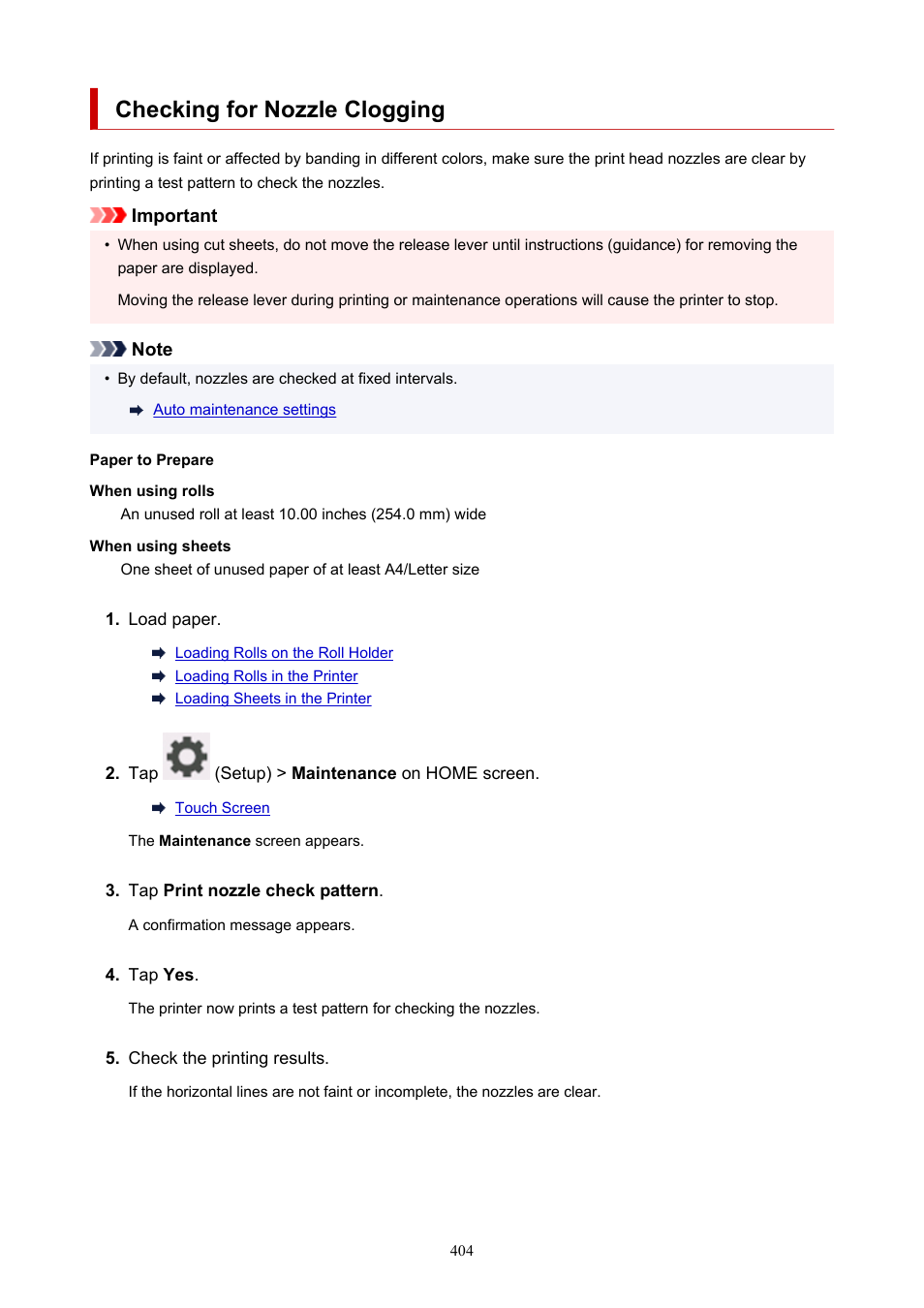 Checking for nozzle clogging | Canon imagePROGRAF TM-300 36" Large-Format Inkjet Printer with L36ei Scanner Kit User Manual | Page 404 / 947