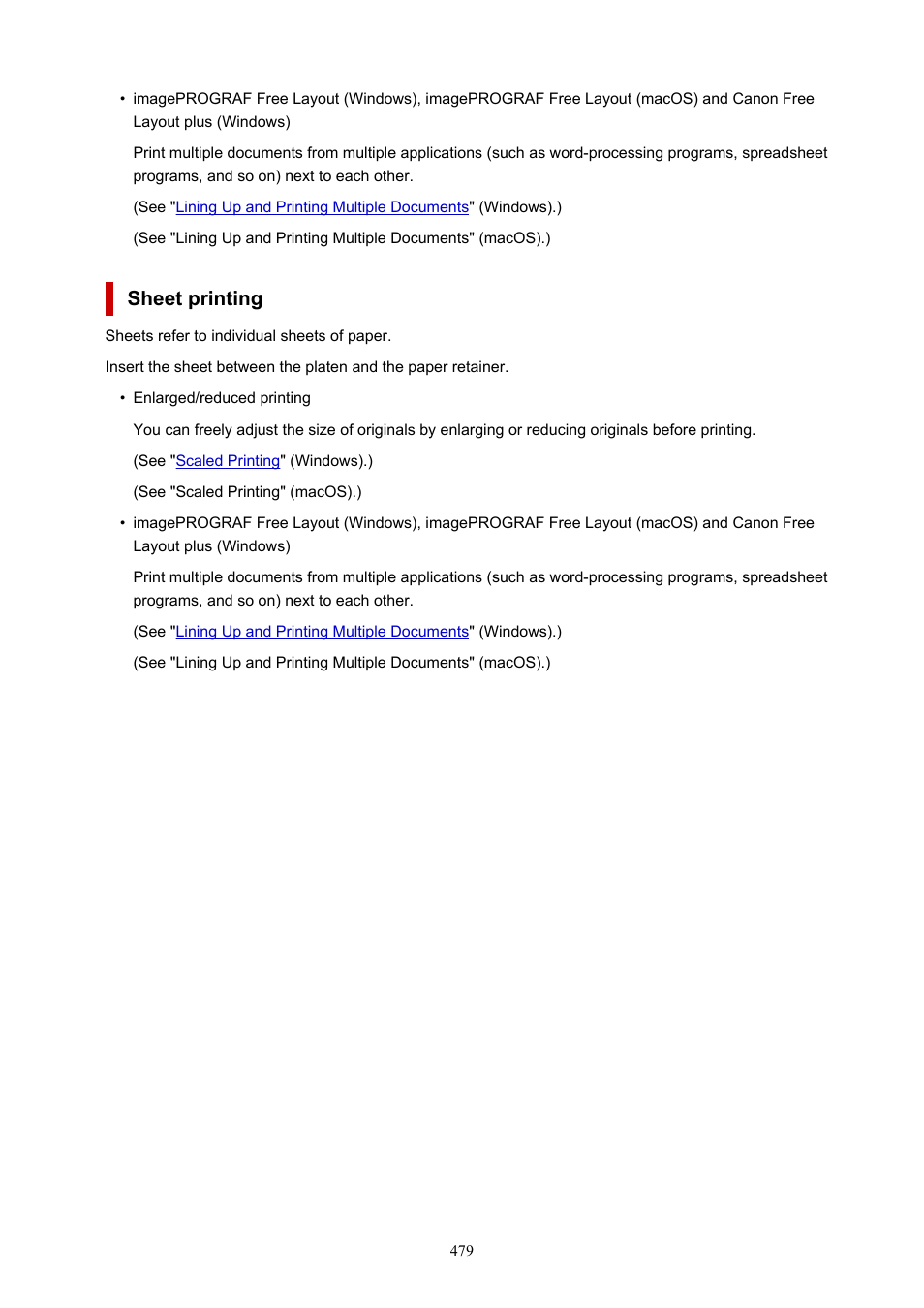 Sheet printing | Canon imagePROGRAF TM-300 36" Large-Format Inkjet Printer with L36ei Scanner Kit User Manual | Page 479 / 947