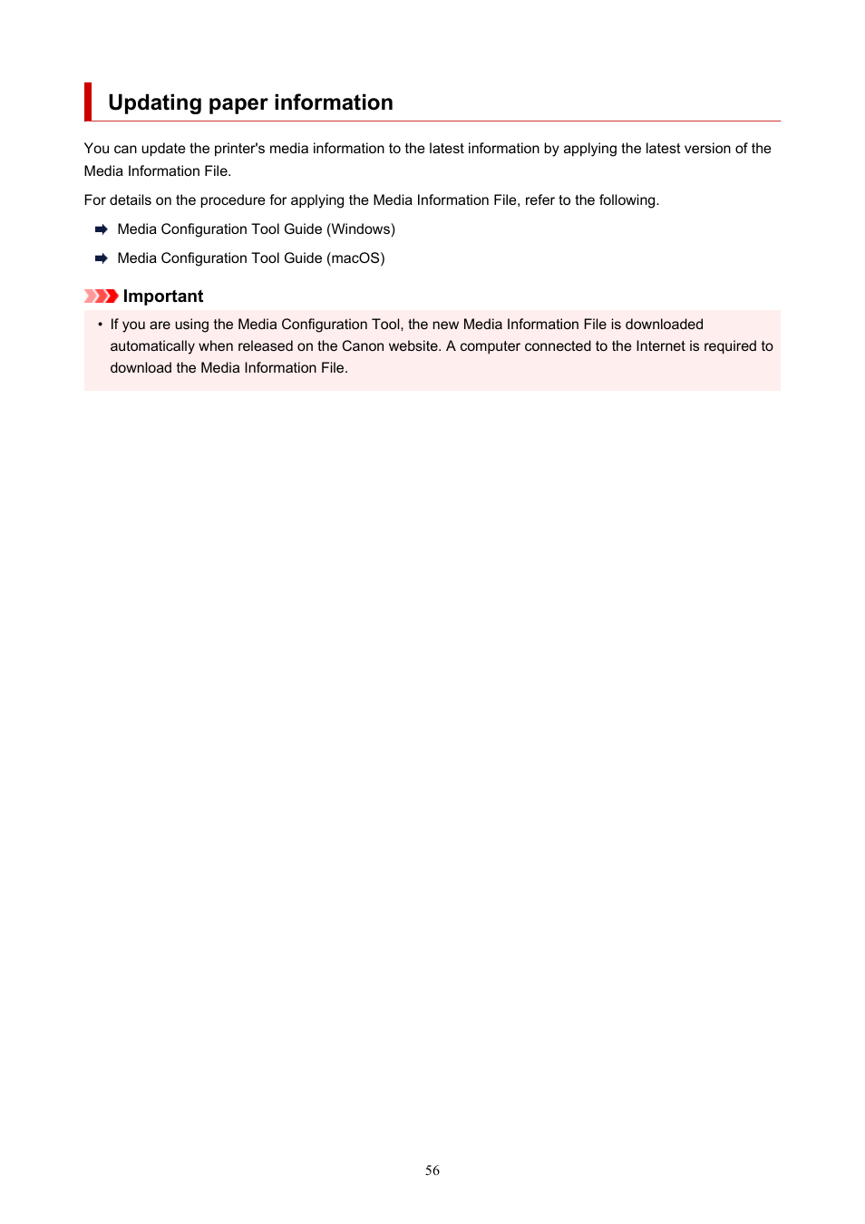 Updating paper information | Canon imagePROGRAF TM-300 36" Large-Format Inkjet Printer with L36ei Scanner Kit User Manual | Page 56 / 947