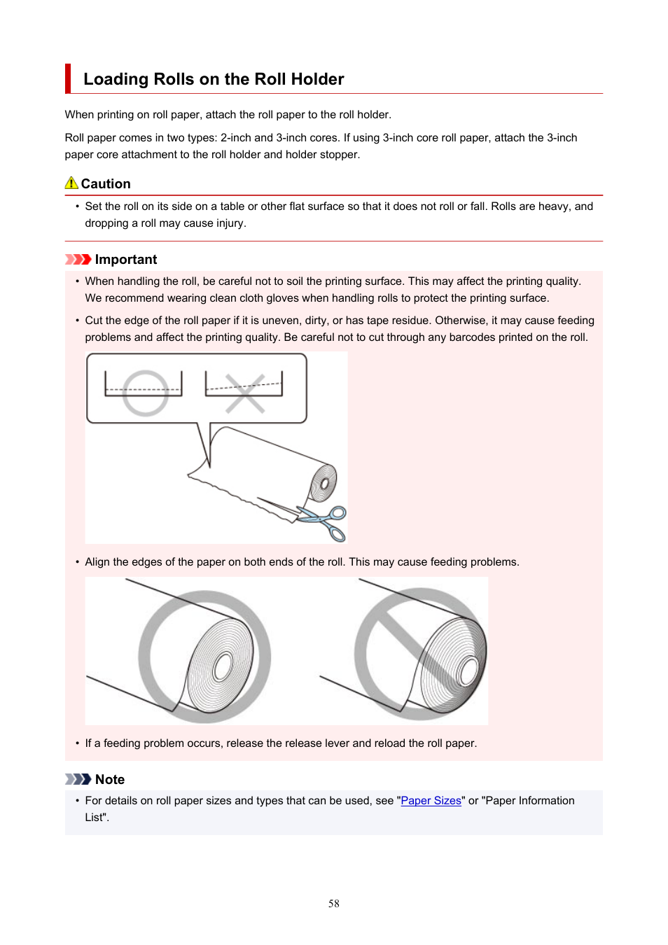 Loading rolls on the roll holder | Canon imagePROGRAF TM-300 36" Large-Format Inkjet Printer with L36ei Scanner Kit User Manual | Page 58 / 947