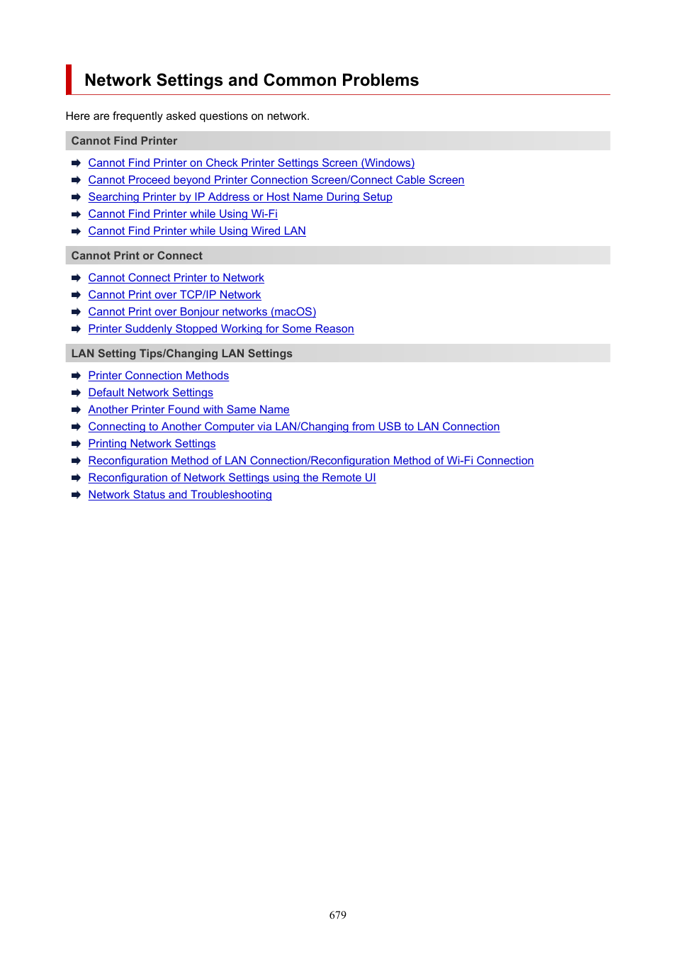 Network settings and common problems | Canon imagePROGRAF TM-300 36" Large-Format Inkjet Printer with L36ei Scanner Kit User Manual | Page 679 / 947