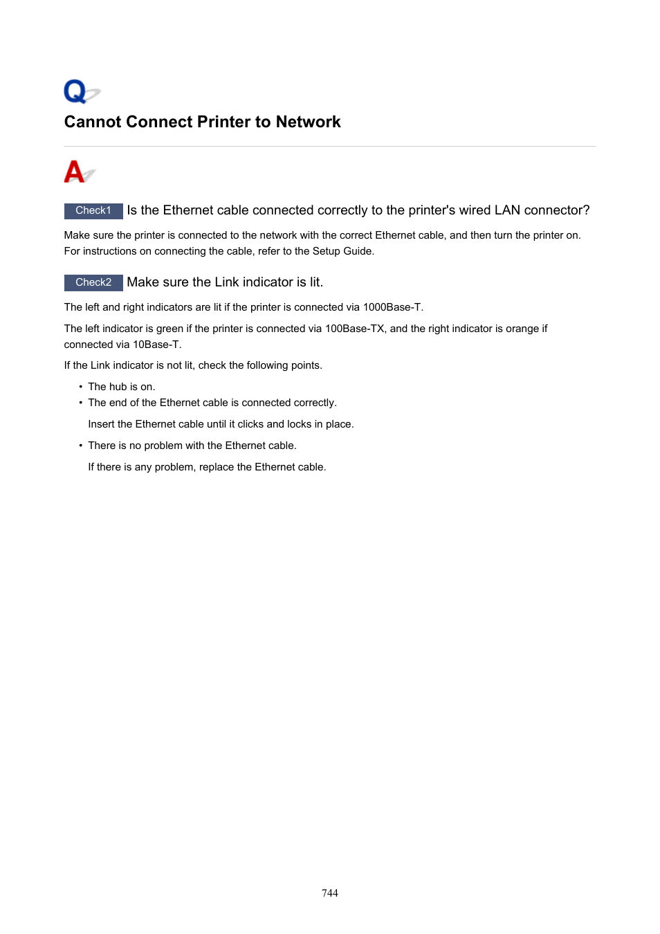 Cannot connect printer to network | Canon imagePROGRAF TM-300 36" Large-Format Inkjet Printer with L36ei Scanner Kit User Manual | Page 744 / 947