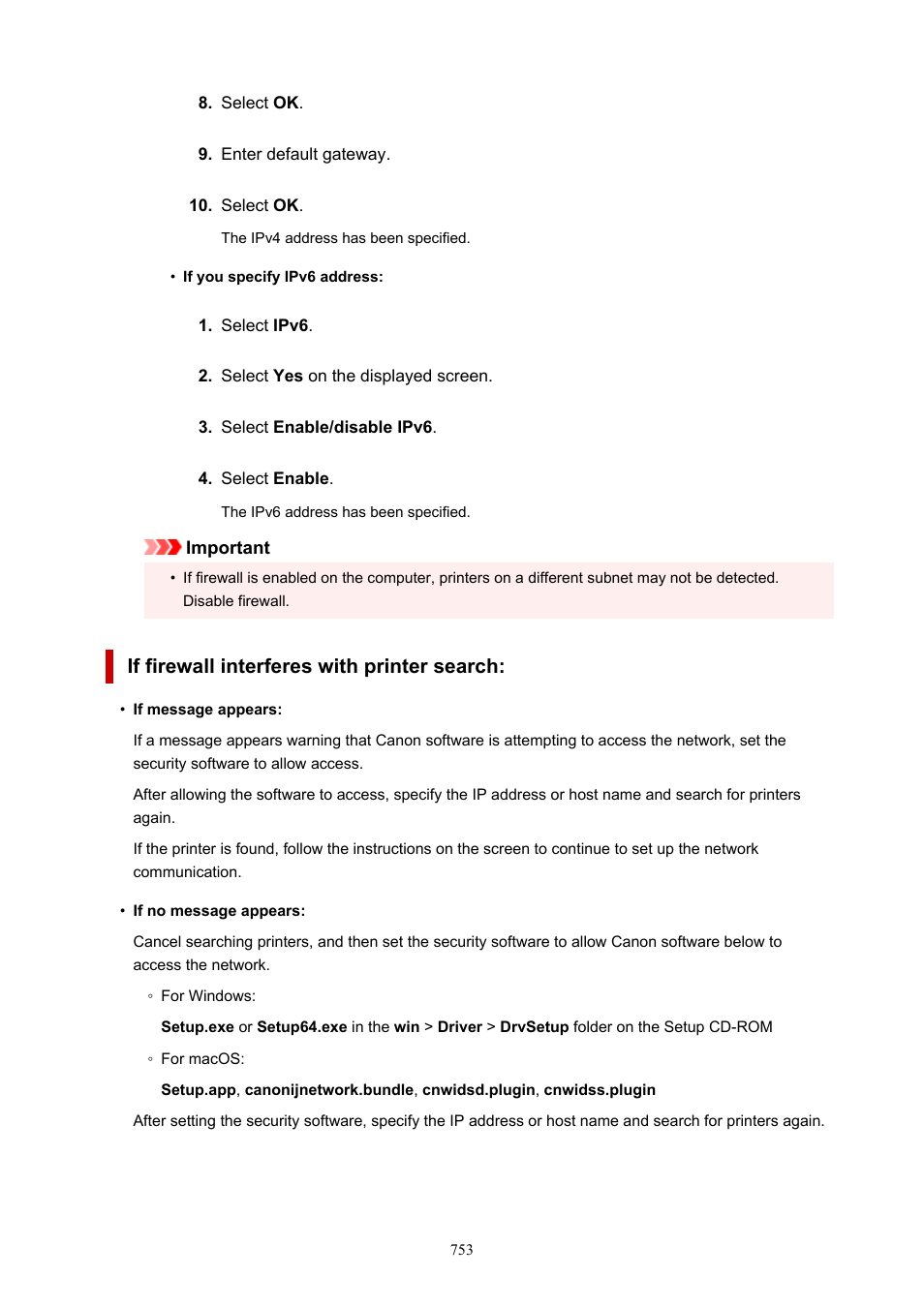 If firewall interferes with printer search | Canon imagePROGRAF TM-300 36" Large-Format Inkjet Printer with L36ei Scanner Kit User Manual | Page 753 / 947