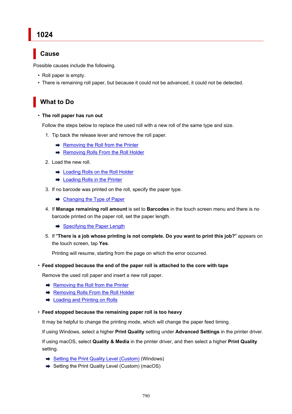 Cause, What to do | Canon imagePROGRAF TM-300 36" Large-Format Inkjet Printer with L36ei Scanner Kit User Manual | Page 790 / 947