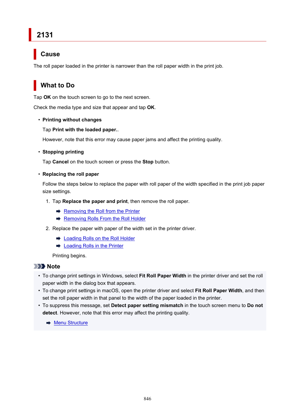 Cause, What to do | Canon imagePROGRAF TM-300 36" Large-Format Inkjet Printer with L36ei Scanner Kit User Manual | Page 846 / 947