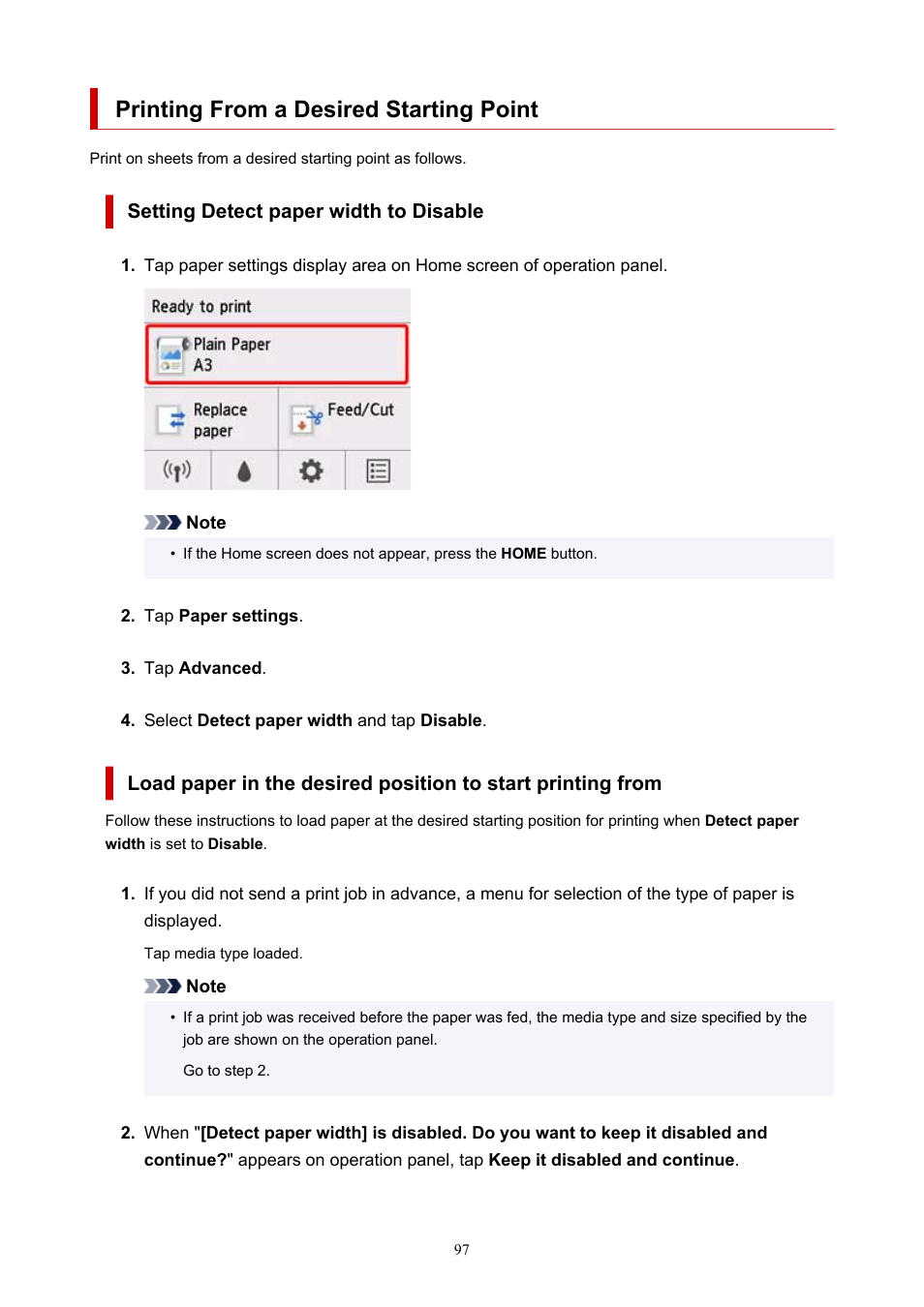 Printing from a desired starting point | Canon imagePROGRAF TM-300 36" Large-Format Inkjet Printer with L36ei Scanner Kit User Manual | Page 97 / 947