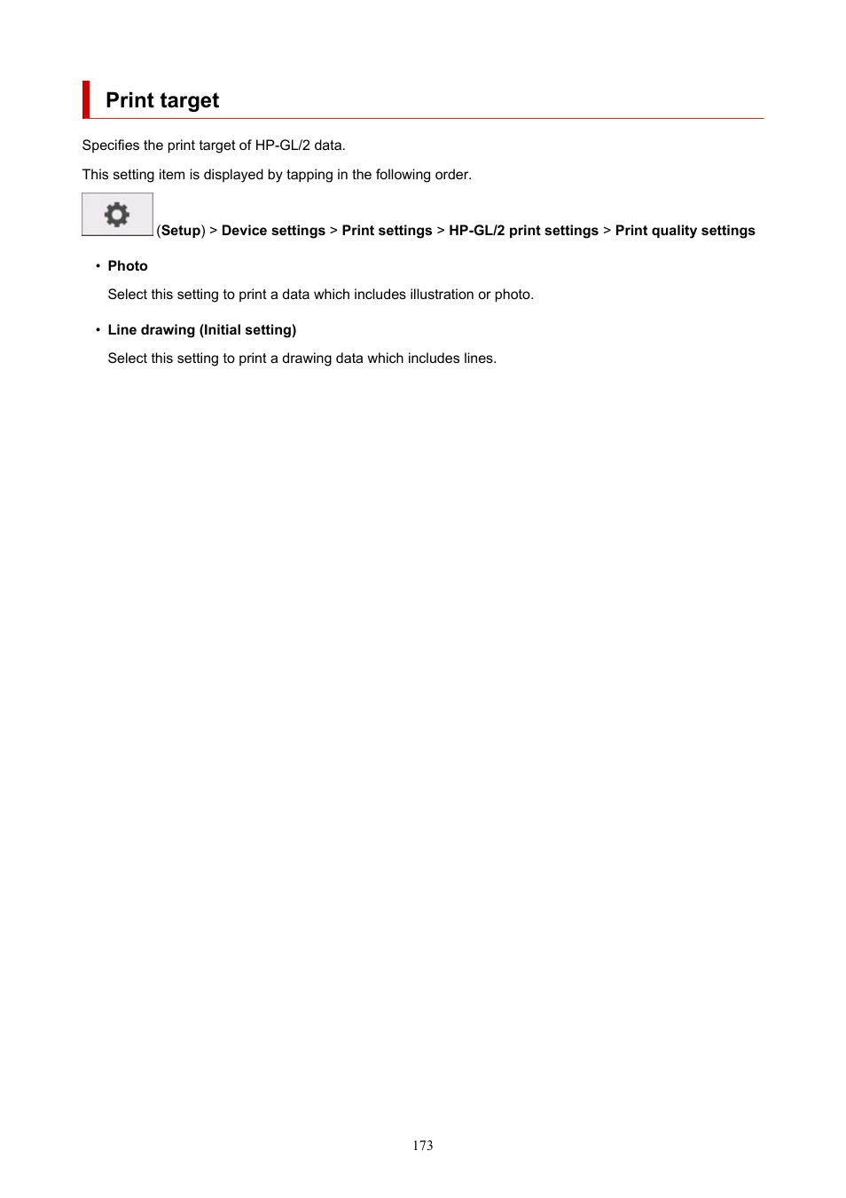 Print target | Canon imagePROGRAF TA-20 MFP 24" Large Format Printer with L24ei Scanner and Stand Kit User Manual | Page 173 / 926