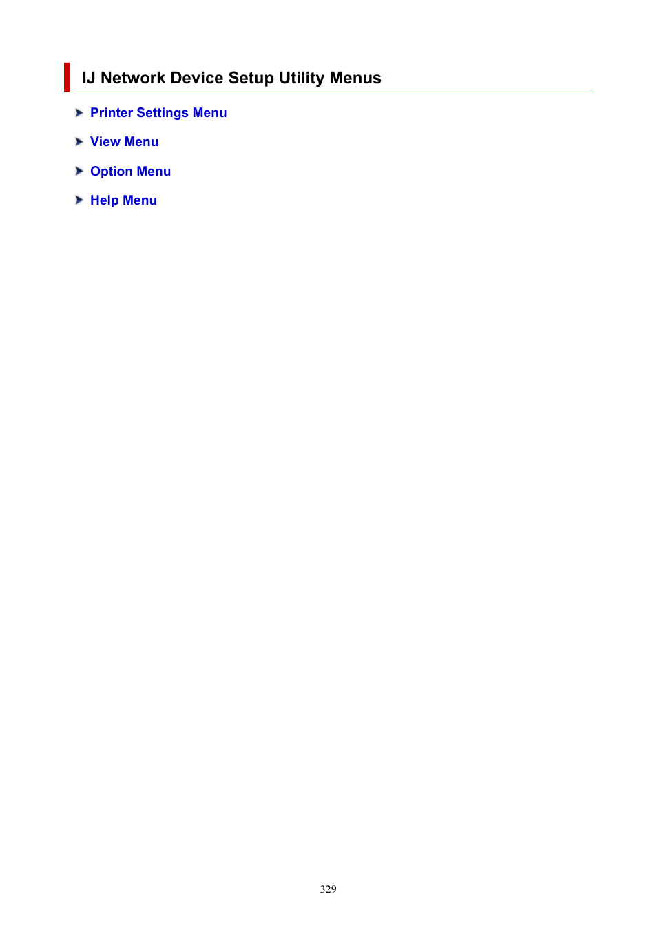 Ij network device setup utility menus | Canon imagePROGRAF TA-20 MFP 24" Large Format Printer with L24ei Scanner and Stand Kit User Manual | Page 329 / 926