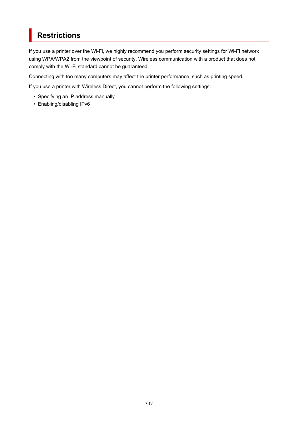 Restrictions | Canon imagePROGRAF TA-20 MFP 24" Large Format Printer with L24ei Scanner and Stand Kit User Manual | Page 347 / 926