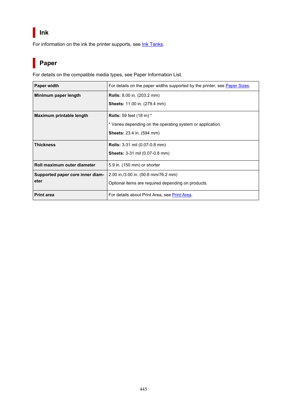 Paper | Canon imagePROGRAF TA-20 MFP 24" Large Format Printer with L24ei Scanner and Stand Kit User Manual | Page 445 / 926
