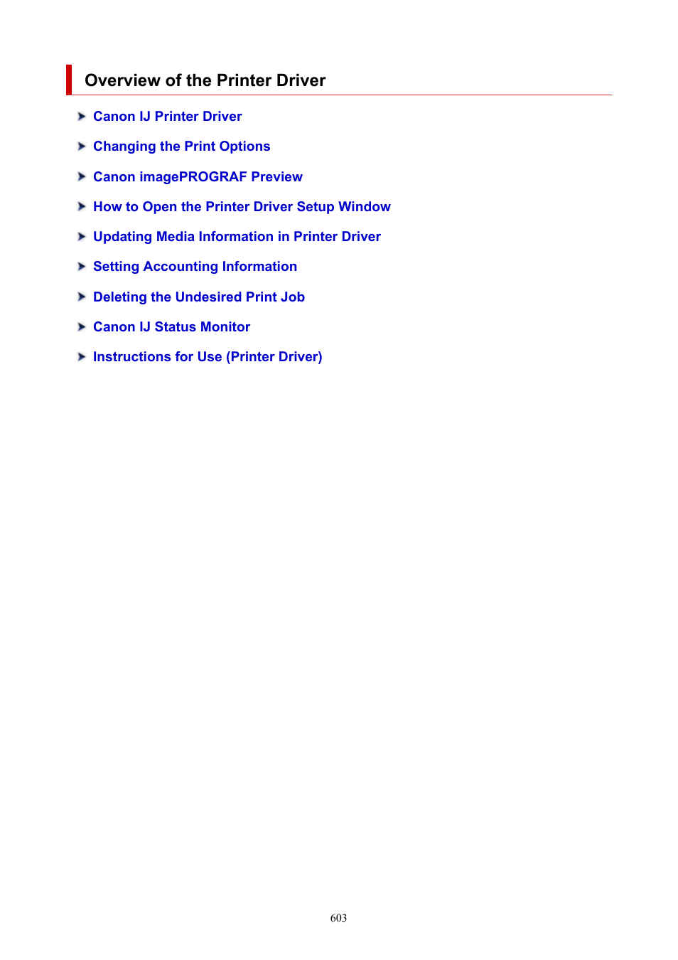Overview of the printer driver | Canon imagePROGRAF TA-20 MFP 24" Large Format Printer with L24ei Scanner and Stand Kit User Manual | Page 603 / 926