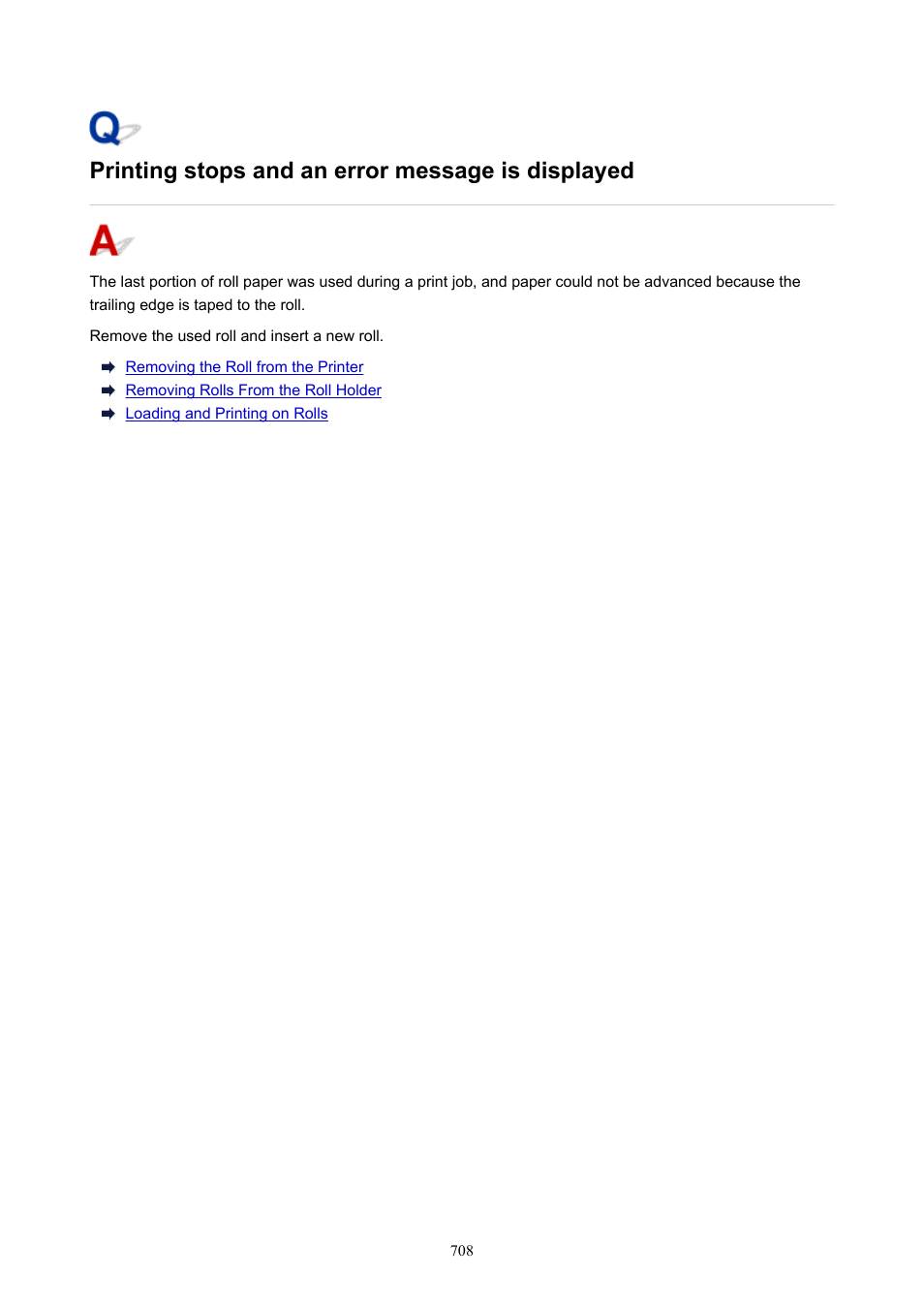 Printing stops and an error message is displayed | Canon imagePROGRAF TA-20 MFP 24" Large Format Printer with L24ei Scanner and Stand Kit User Manual | Page 708 / 926