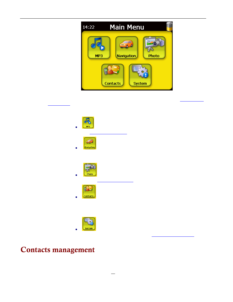 Contacts management | Directed Electronics NAV350 User Manual | Page 27 / 71