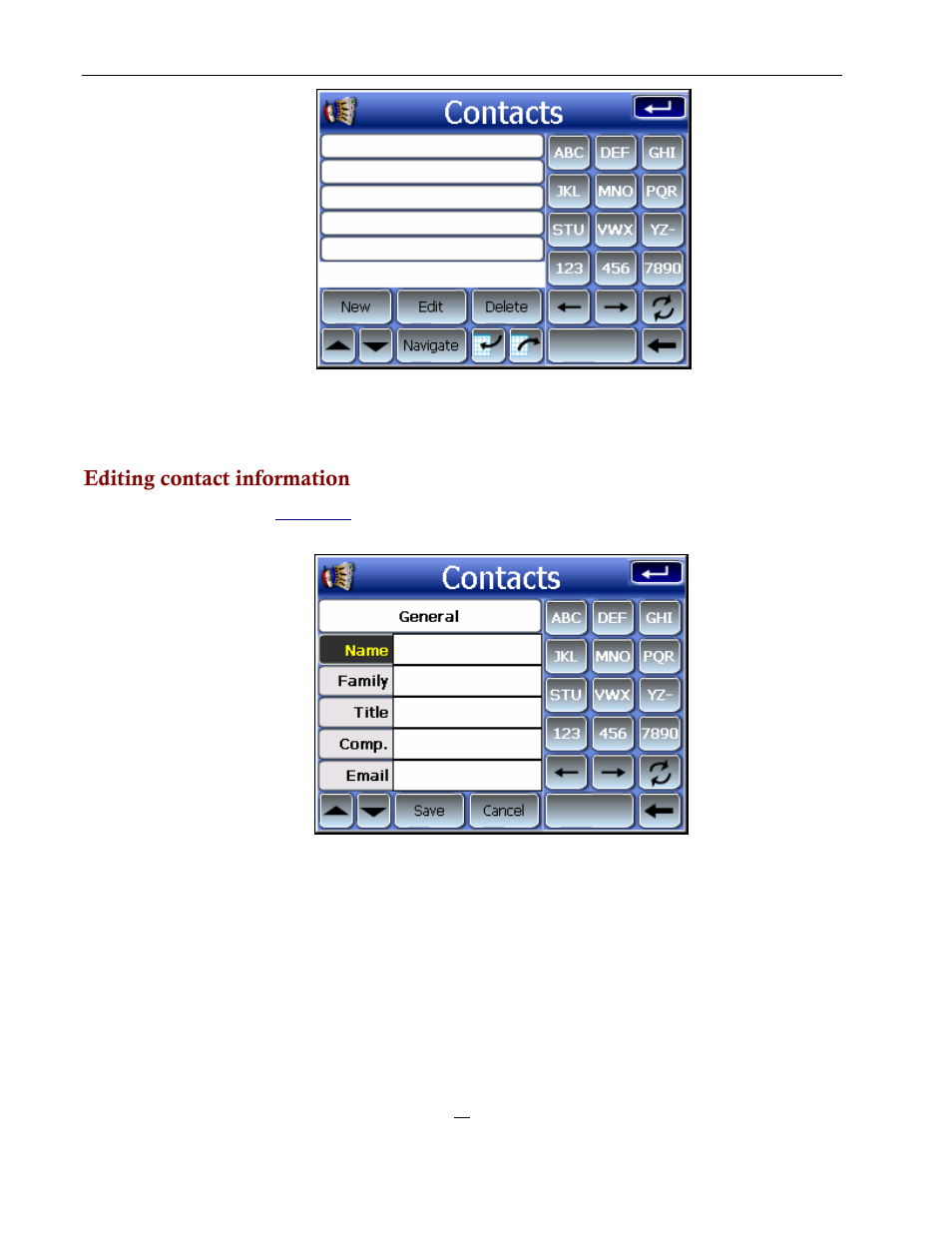 Editing contact information | Directed Electronics NAV350 User Manual | Page 29 / 71