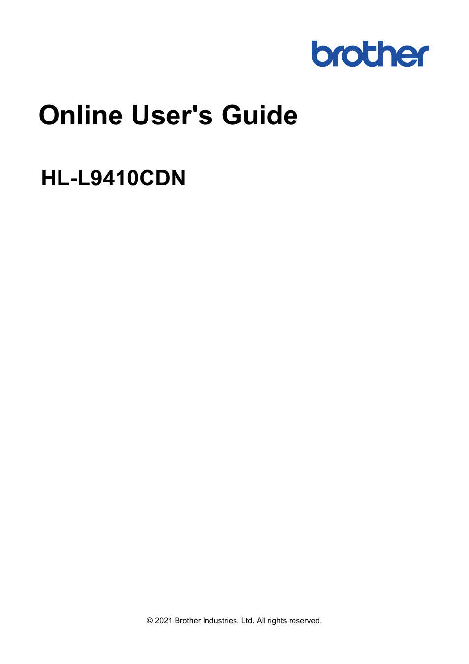 Brother HLL9410CDN Enterprise Color Laser Printer User Manual | 334 pages