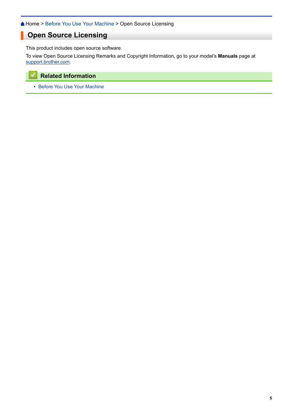 Open source licensing | Brother HLL9410CDN Enterprise Color Laser Printer User Manual | Page 10 / 334