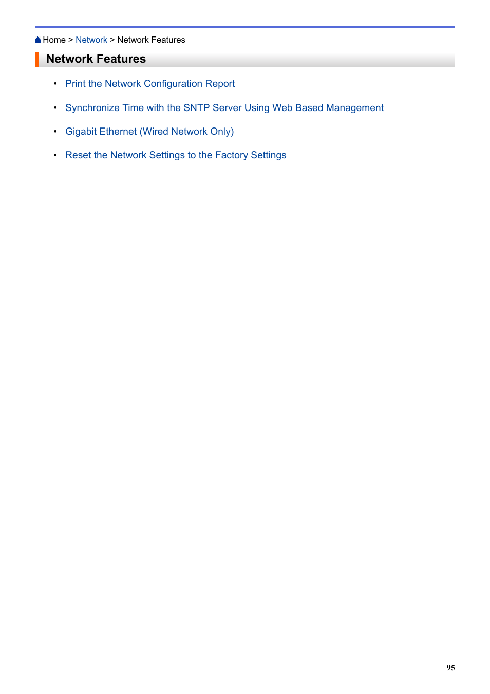 Network features | Brother HLL9410CDN Enterprise Color Laser Printer User Manual | Page 100 / 334