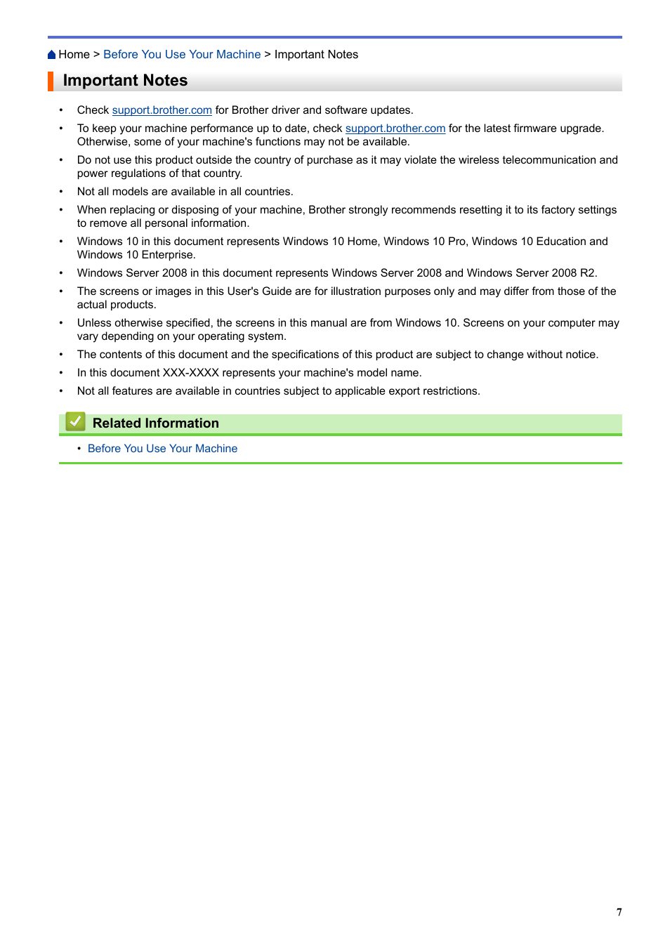 Important notes | Brother HLL9410CDN Enterprise Color Laser Printer User Manual | Page 12 / 334