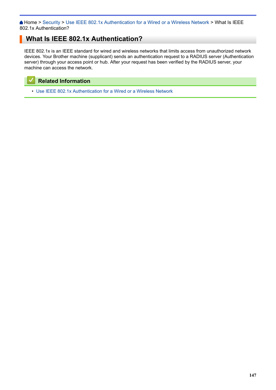 What is ieee 802.1x authentication | Brother HLL9410CDN Enterprise Color Laser Printer User Manual | Page 152 / 334