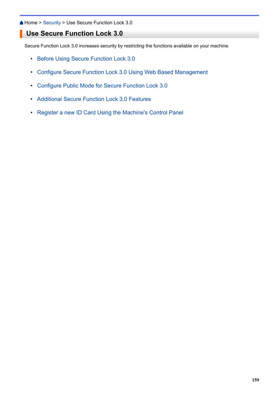 Use secure function lock 3.0 | Brother HLL9410CDN Enterprise Color Laser Printer User Manual | Page 164 / 334