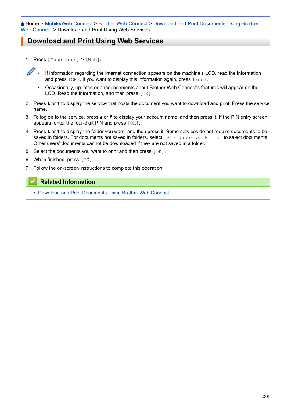 Download and print using web services | Brother HLL9410CDN Enterprise Color Laser Printer User Manual | Page 206 / 334