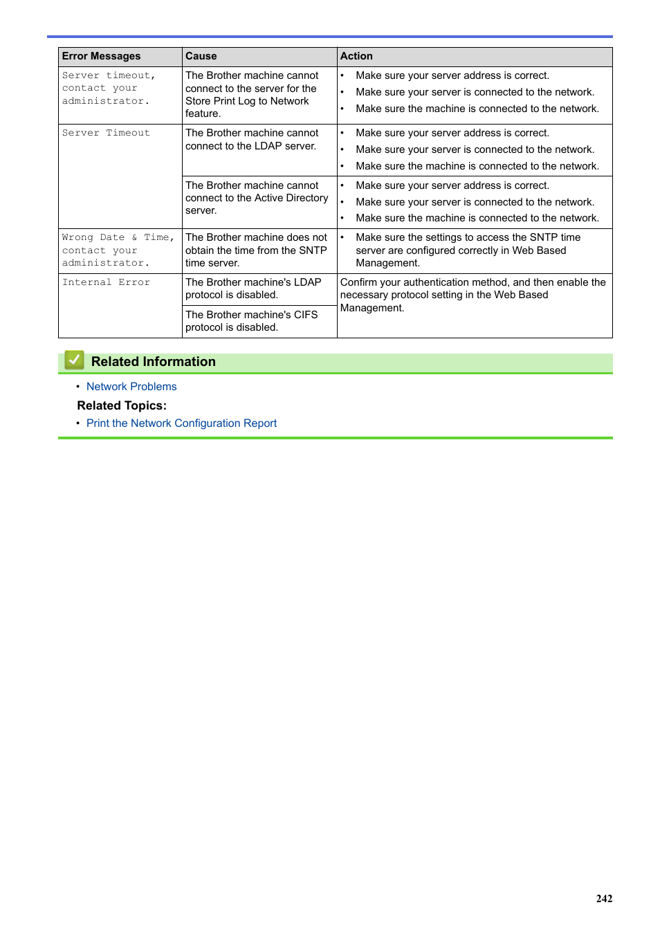 Related information | Brother HLL9410CDN Enterprise Color Laser Printer User Manual | Page 247 / 334