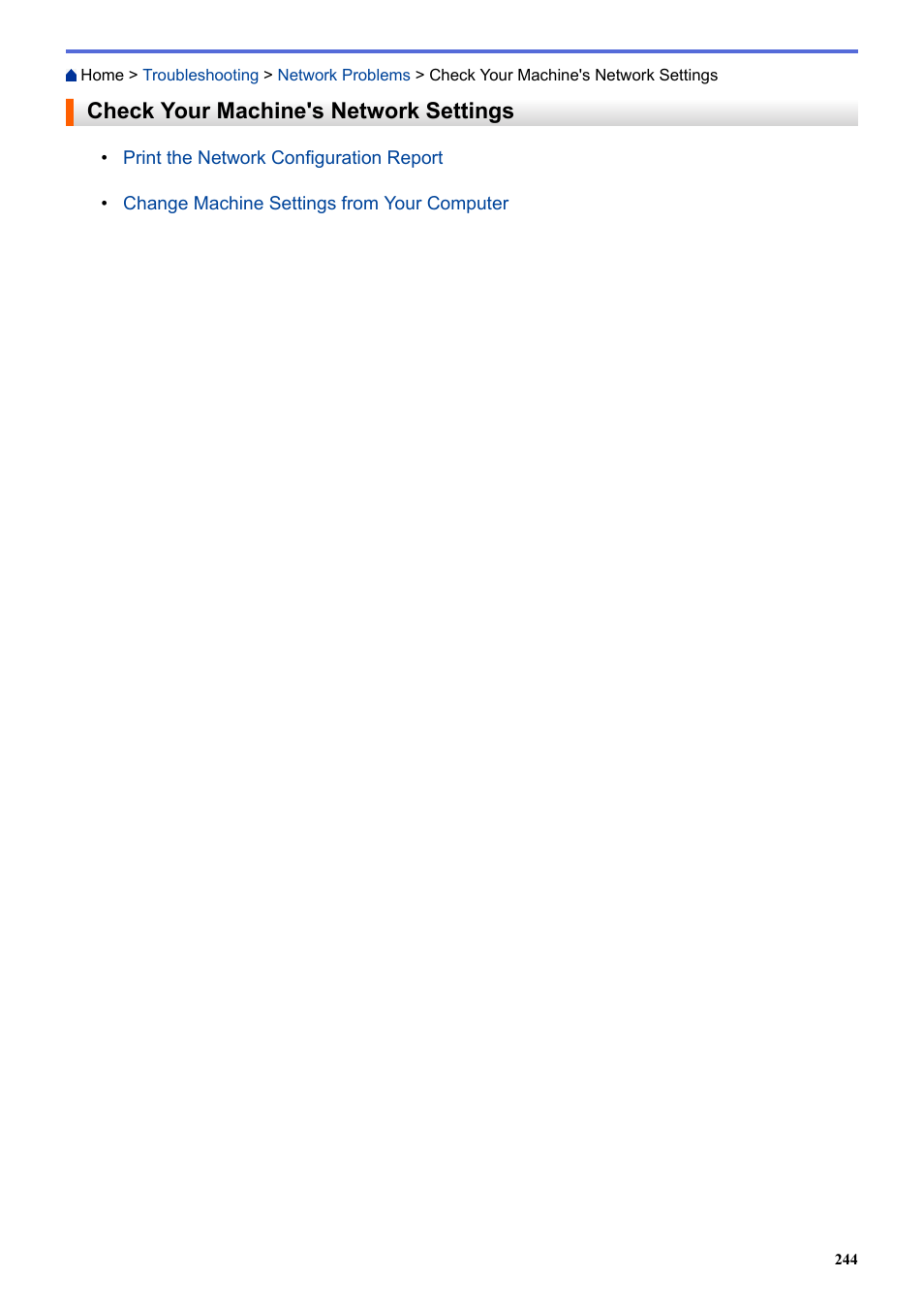 Check your machine's network settings | Brother HLL9410CDN Enterprise Color Laser Printer User Manual | Page 249 / 334