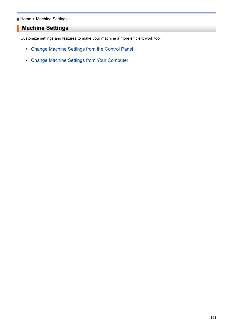 Machine settings | Brother HLL9410CDN Enterprise Color Laser Printer User Manual | Page 299 / 334