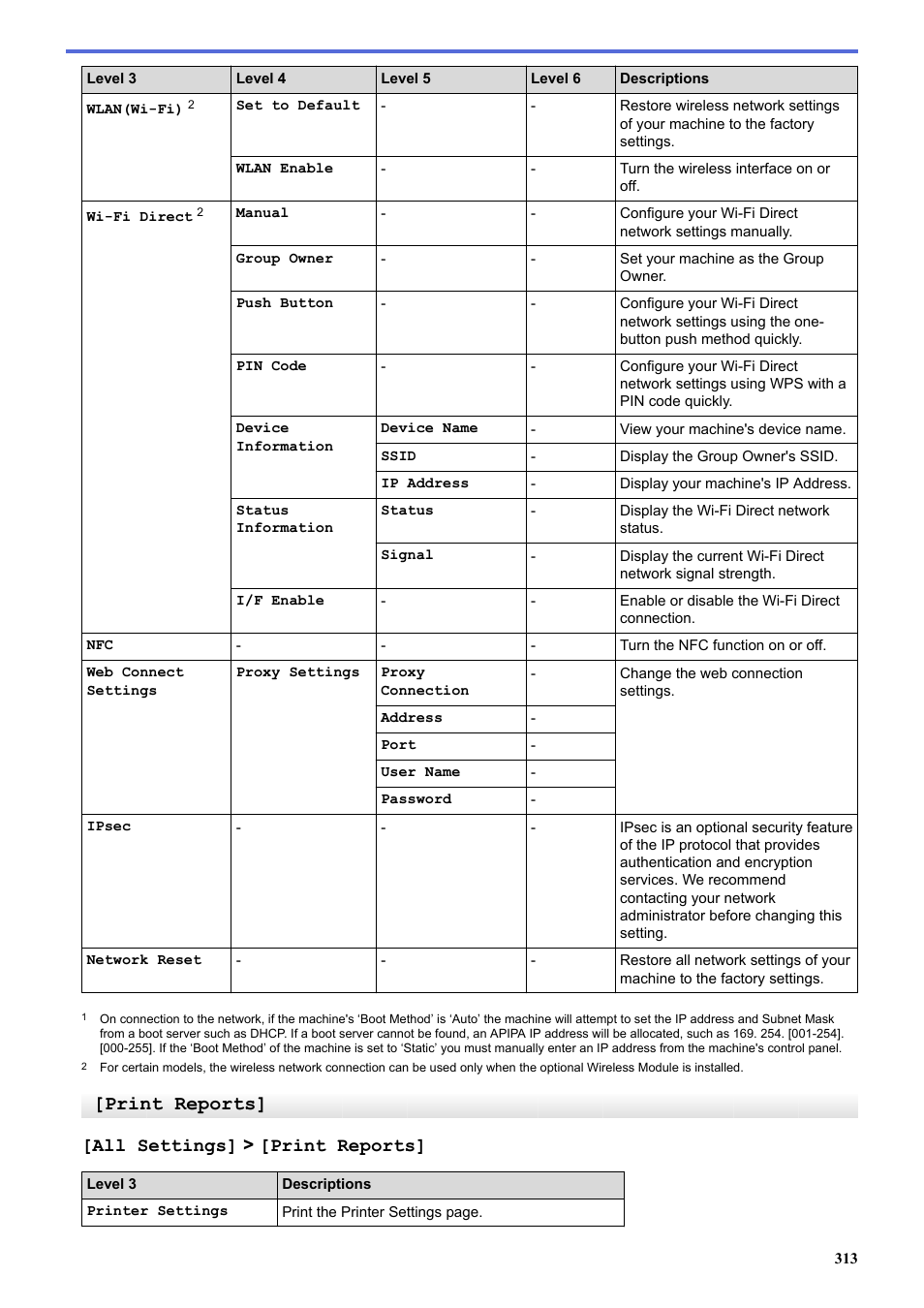 Print reports, Automatically, All settings] > [print reports | Brother HLL9410CDN Enterprise Color Laser Printer User Manual | Page 318 / 334