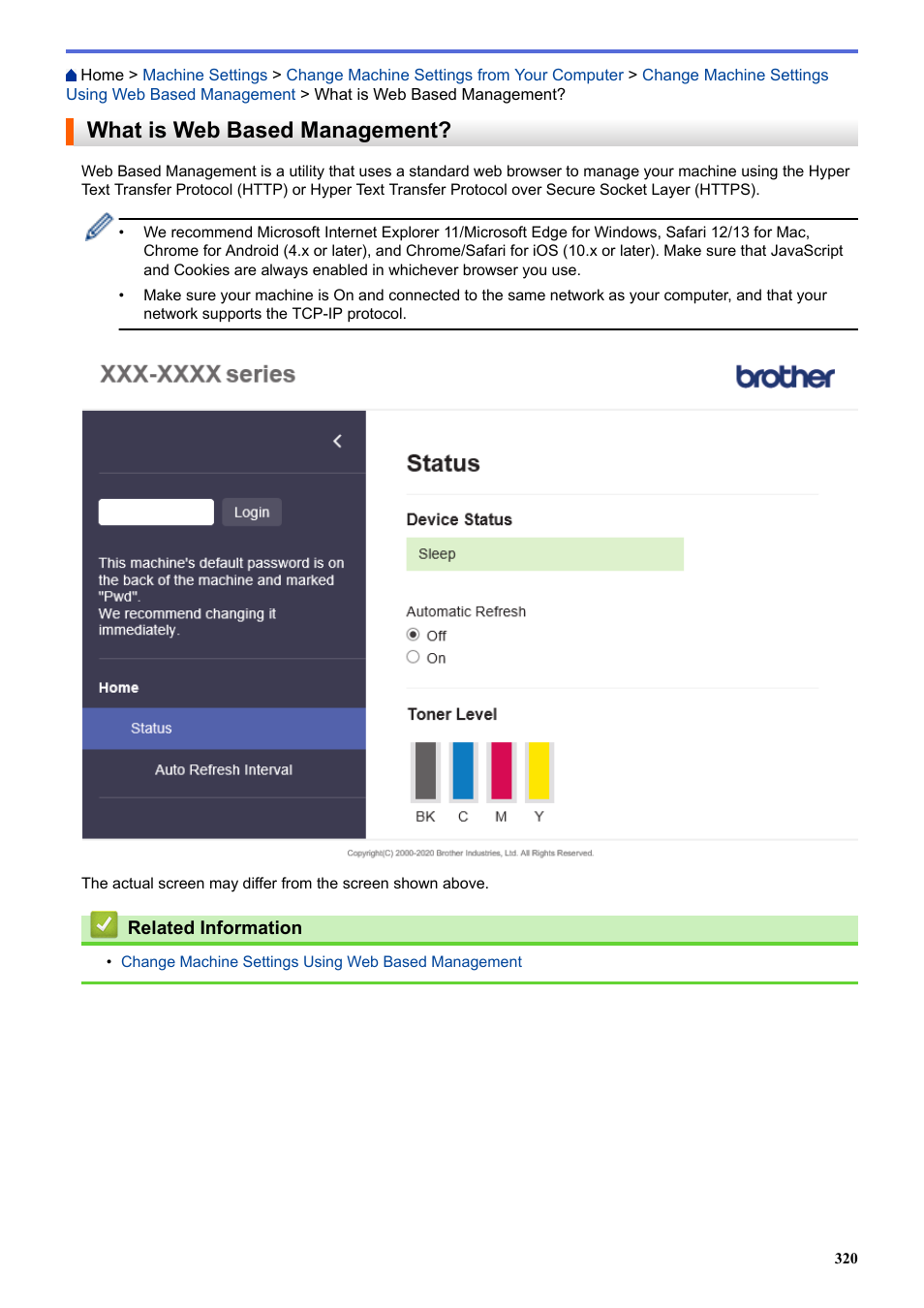 What is web based management | Brother HLL9410CDN Enterprise Color Laser Printer User Manual | Page 325 / 334