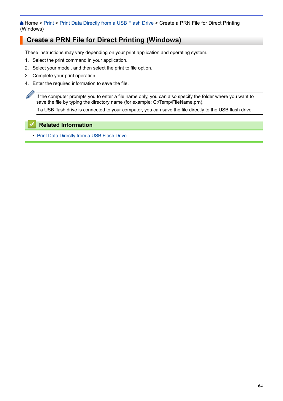 Create a prn file for direct printing (windows) | Brother HLL9410CDN Enterprise Color Laser Printer User Manual | Page 69 / 334