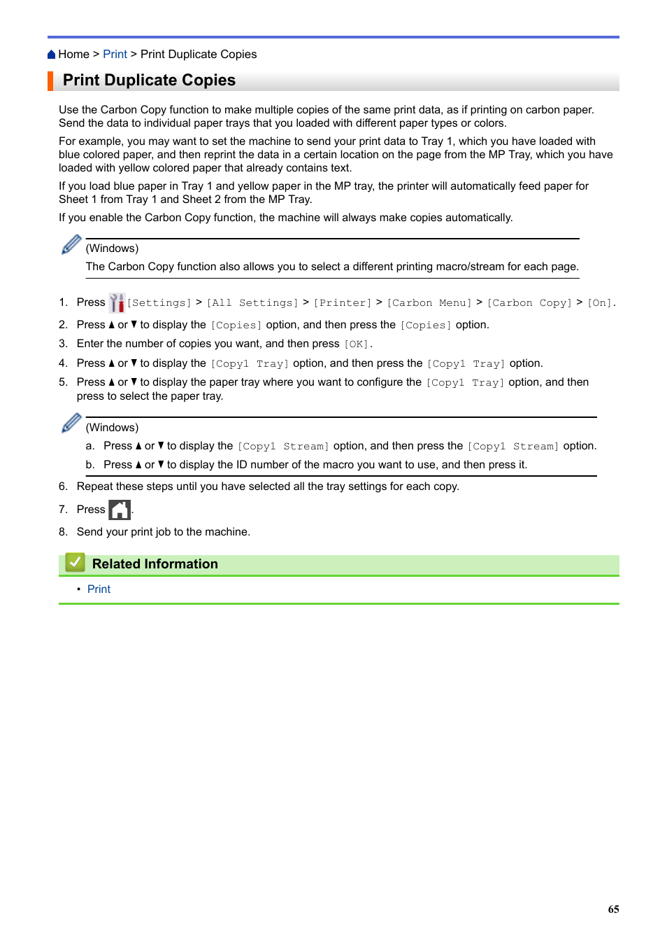 Print duplicate copies | Brother HLL9410CDN Enterprise Color Laser Printer User Manual | Page 70 / 334