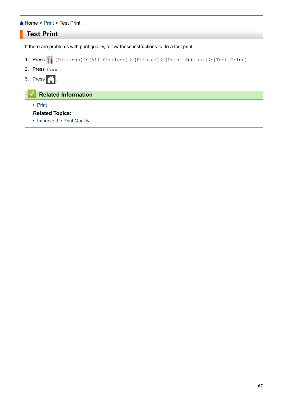 Test print | Brother HLL9410CDN Enterprise Color Laser Printer User Manual | Page 72 / 334