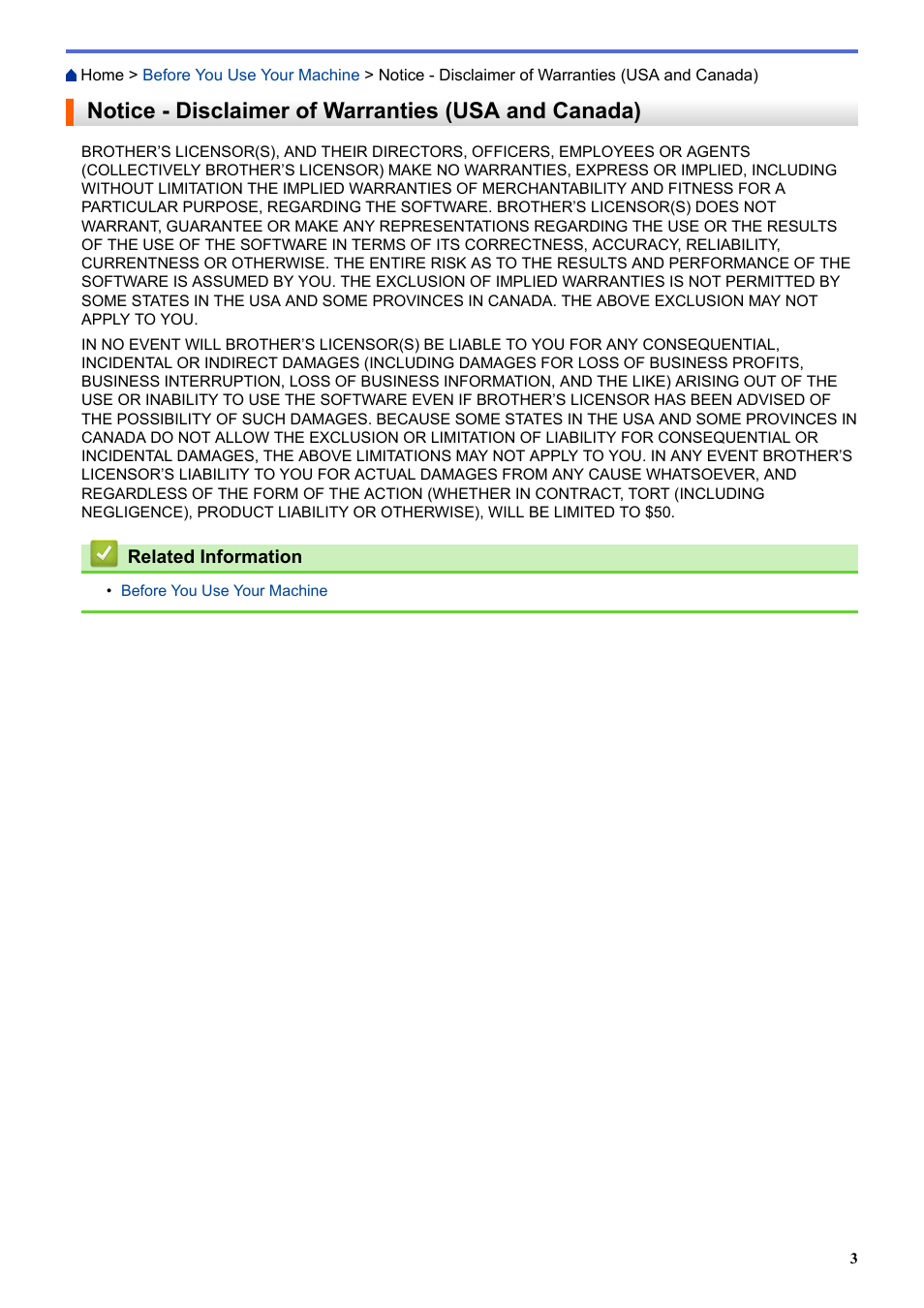 Notice - disclaimer of warranties (usa and canada) | Brother HLL9410CDN Enterprise Color Laser Printer User Manual | Page 8 / 334