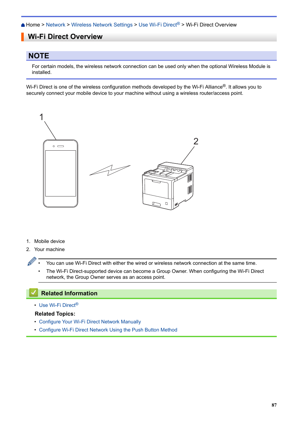 Wi-fi direct overview | Brother HLL9410CDN Enterprise Color Laser Printer User Manual | Page 92 / 334