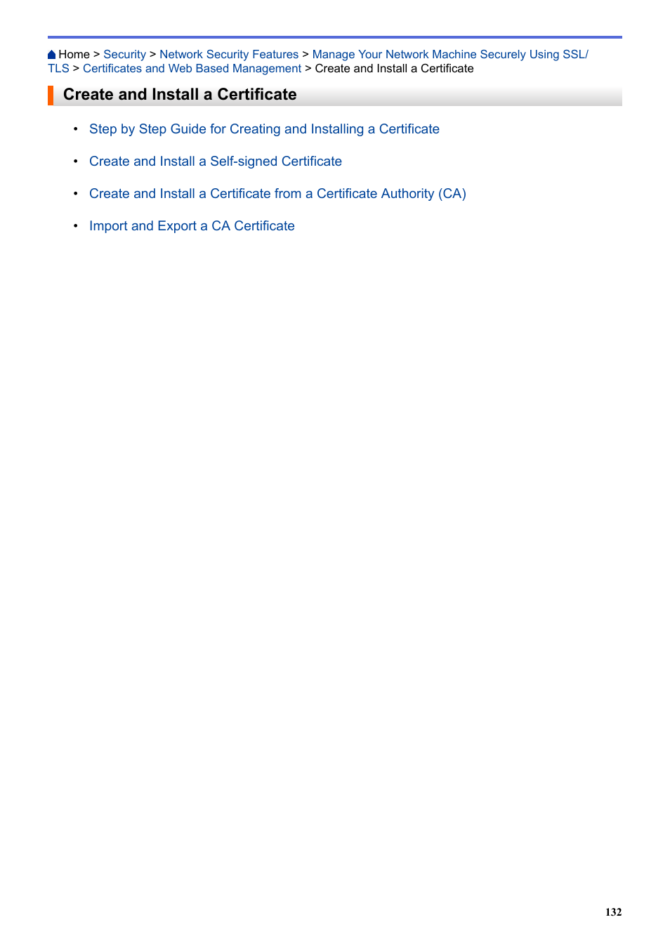 Create and install a certificate | Brother HL-L3230CDW Wireless Compact Printer User Manual | Page 137 / 357