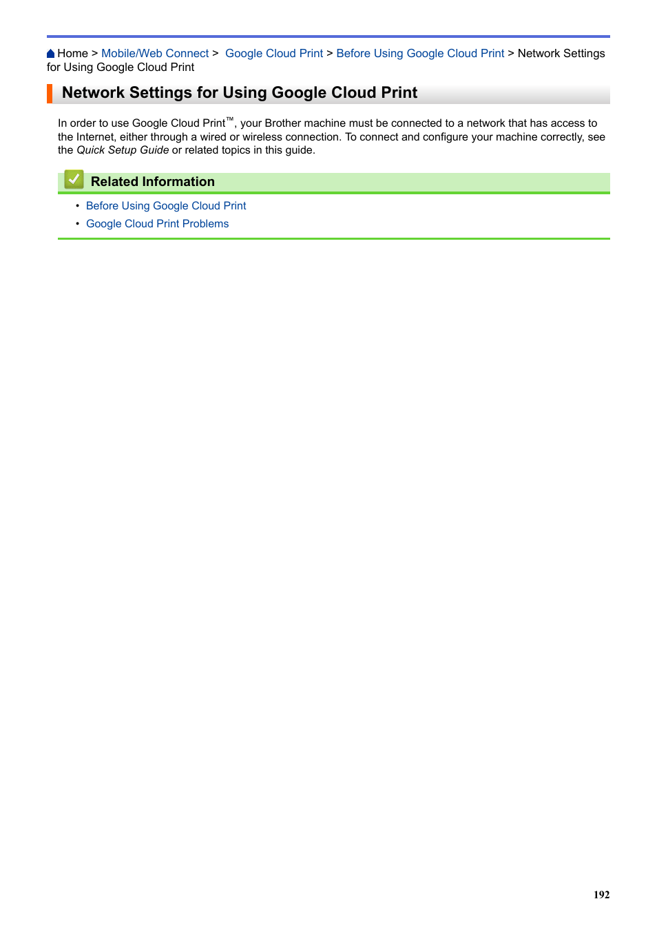 Network settings for using google cloud print | Brother HL-L3230CDW Wireless Compact Printer User Manual | Page 197 / 357